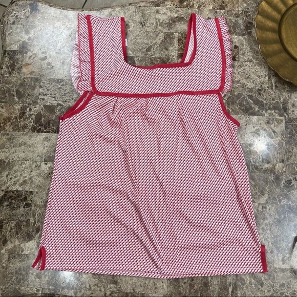 Mexican Artisan Apron Tradicional Pullover Style Red printed w/front pockets - Picture 7 of 8